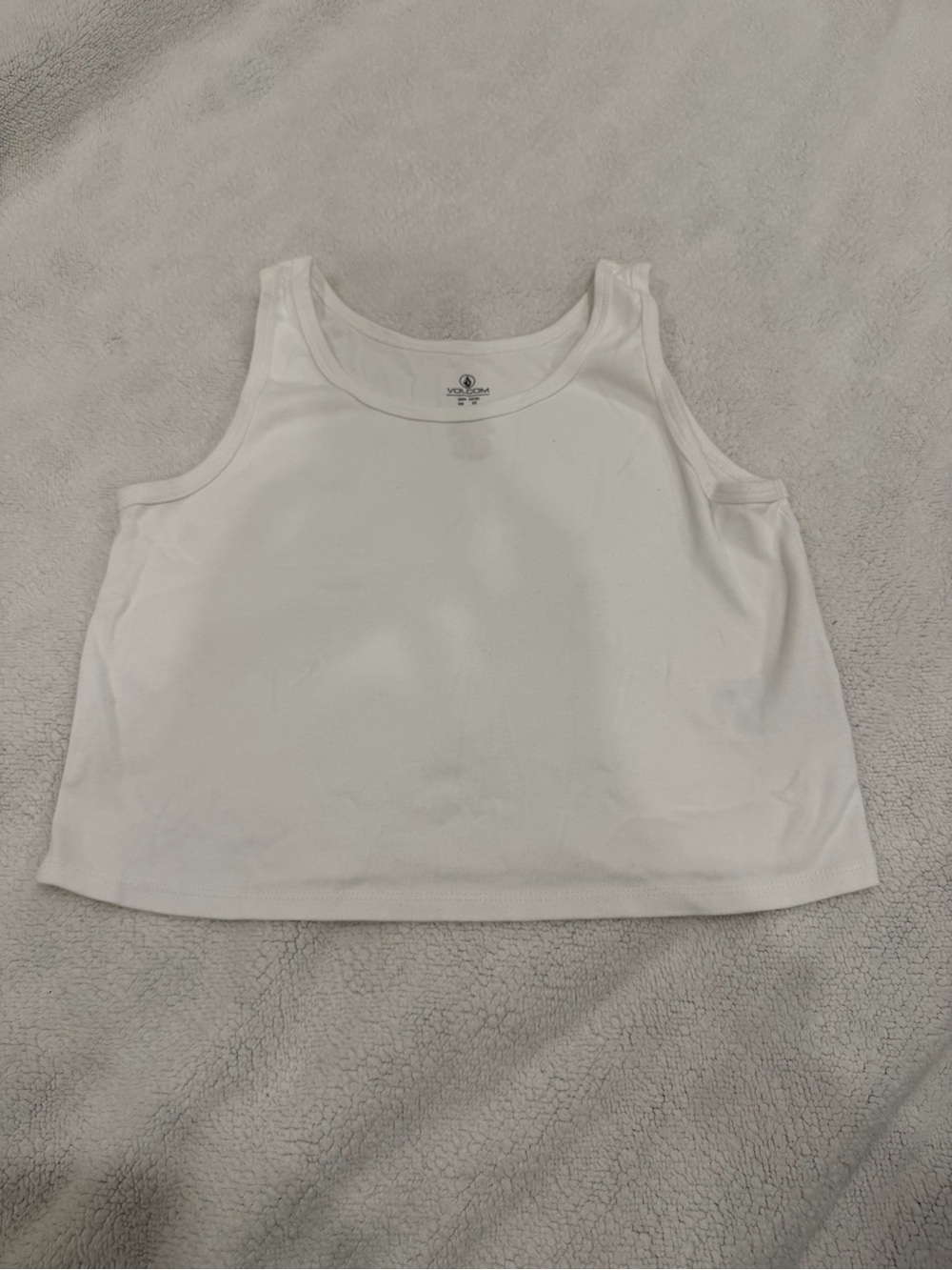 Volcom White Ribbed Cropped Tank